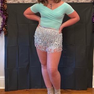 Mint green body suit